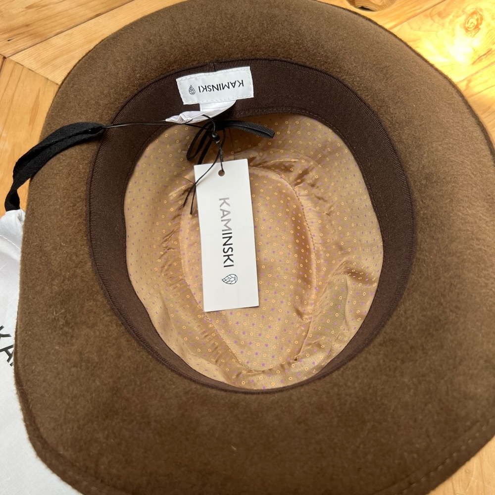 NWT Helen Kaminski Enzo Clove/Brandy Brown Felt Fur Fedora Hat - Picture 5 of 16